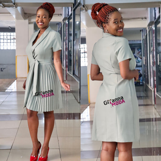 Mint Side Buckle Sunray Dress