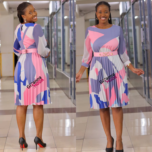 Pink/Grey Sunray Belted Skater