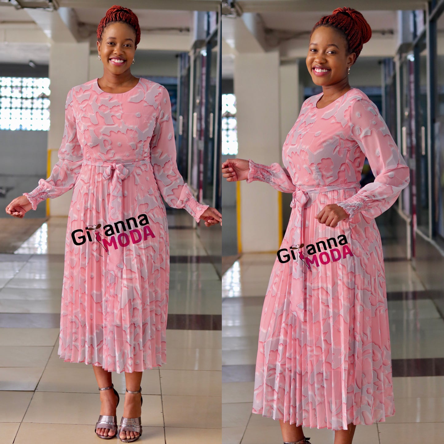 Pink Sleeved Sunray Dress