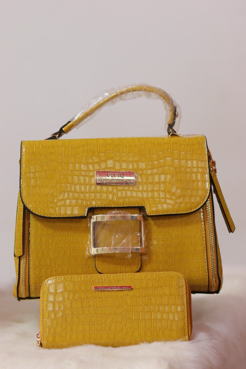 Front Flap Snap Closure Handbag in Yellow