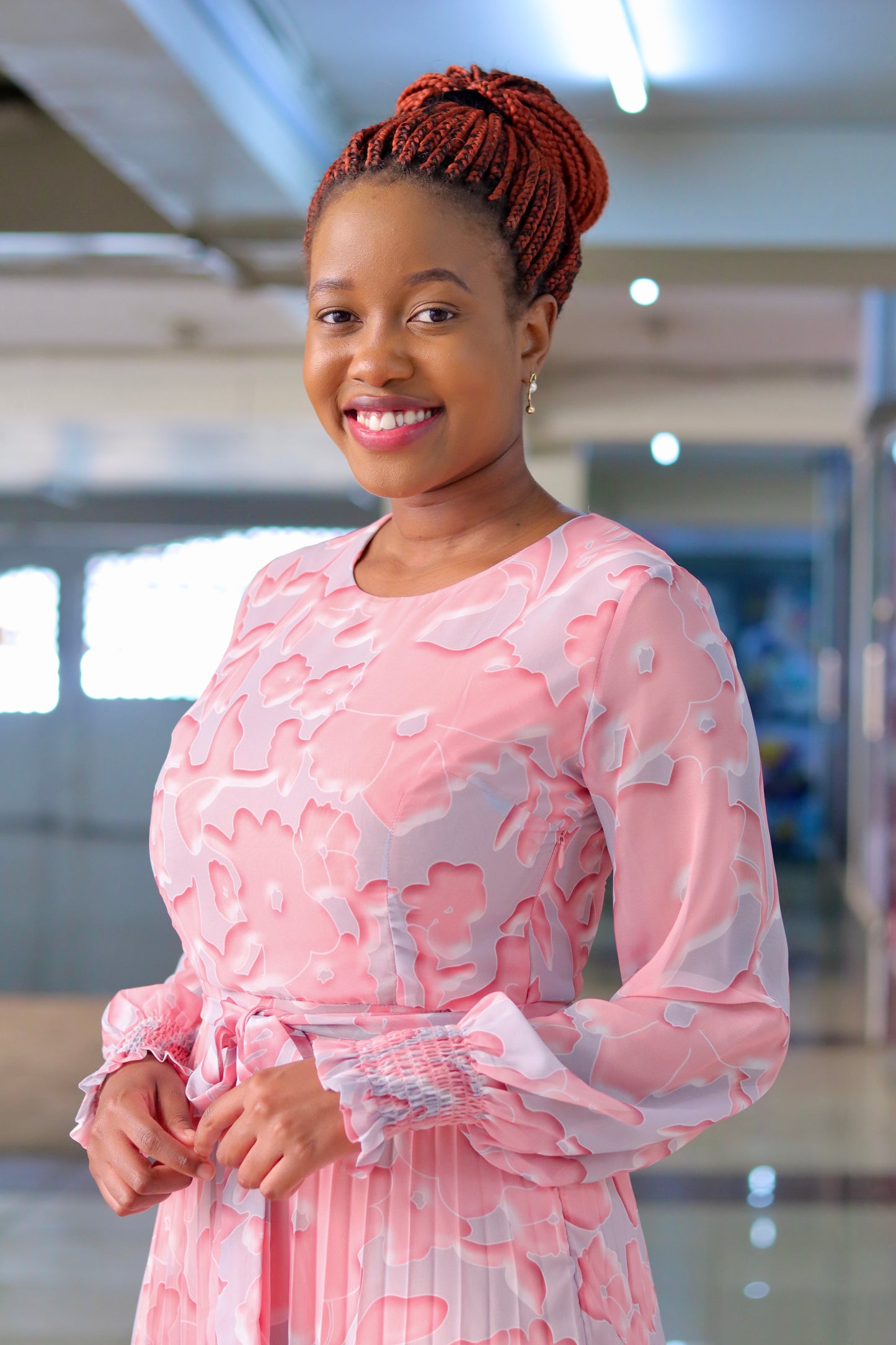 Pink Sleeved Sunray Dress