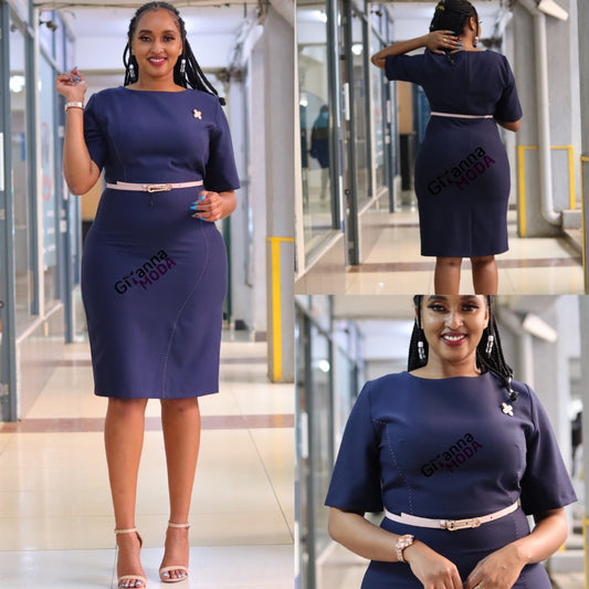 Navy Pannelled Bodycon Dress