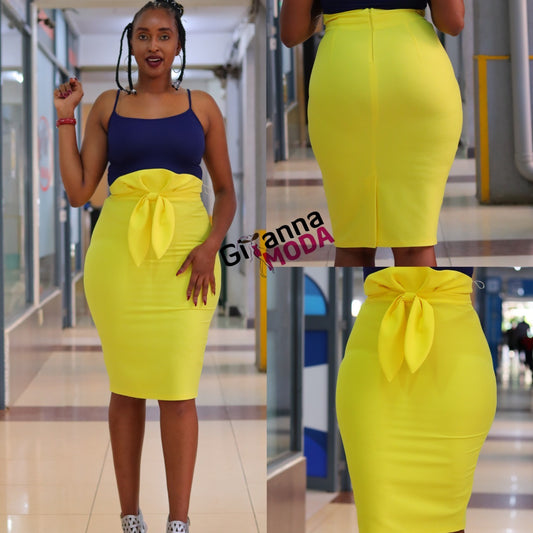 Front Bow Detail Skirt in Yellow