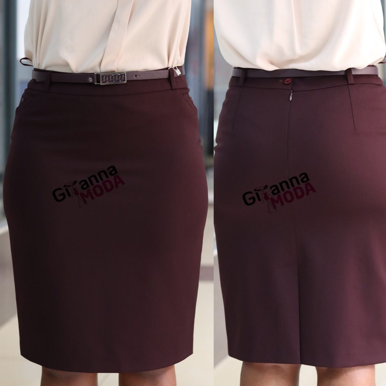 Official Belted Skirt in Bordeaux