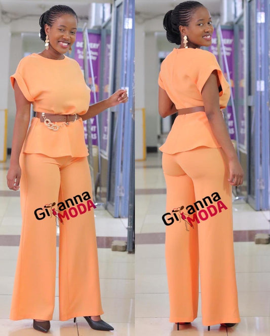 Orange Belted 2 Piece Set