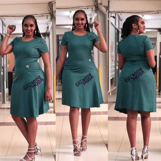 Green Asymetrical  A-Line Dress