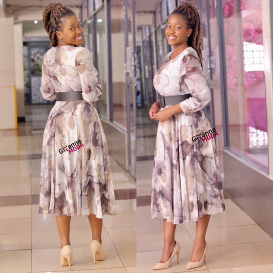 Grey Floral Maxi Dresses